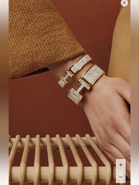 Final Price-No Offers! Hermes Clic Clac H Enamel Gold Wide Bracelet- PM